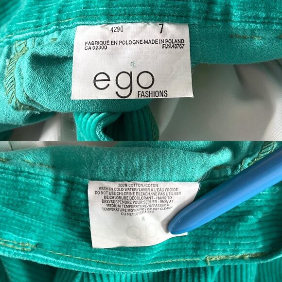 80s vintage highwaisted corduroy pants bright green pleated tapered relaxed. - Picture 5 of 5